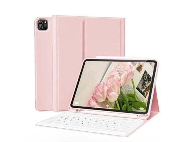 Alt view image 5 of 7 - KVTVOU Keyboard Case for iPad Pro 11 Inch 4th Generation/Pro 3rd Gen/Pro 2nd Gen with Pencil Holder, Folio Detachable Wireless Bluetooth Keyboard & Flip Stand Case for iPad Pro 11 Inch, Pink
