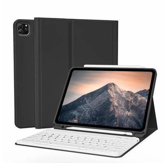 Main image of KVTVOU Keyboard Case for iPad Pro 11 Inch 4th Generation/Pro 3rd Gen/Pro 2nd Gen with Pencil Holder, Folio Detachable Wireless Bluetooth Keyboard & Flip Stand Case for iPad Pro 11 Inch, Black