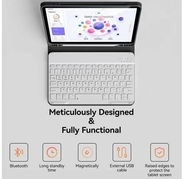 Alt view image 4 of 7 - KVTVOU Keyboard Case for iPad Pro 11 Inch 4th Generation/Pro 3rd Gen/Pro 2nd Gen with Pencil Holder, Folio Detachable Wireless Bluetooth Keyboard & Flip Stand Case for iPad Pro 11 Inch, Black
