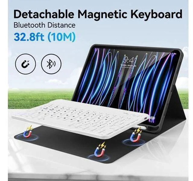 Alt view image 2 of 7 - KVTVOU Keyboard Case for iPad Pro 11 Inch 4th Generation/Pro 3rd Gen/Pro 2nd Gen with Pencil Holder, Folio Detachable Wireless Bluetooth Keyboard & Flip Stand Case for iPad Pro 11 Inch, Black