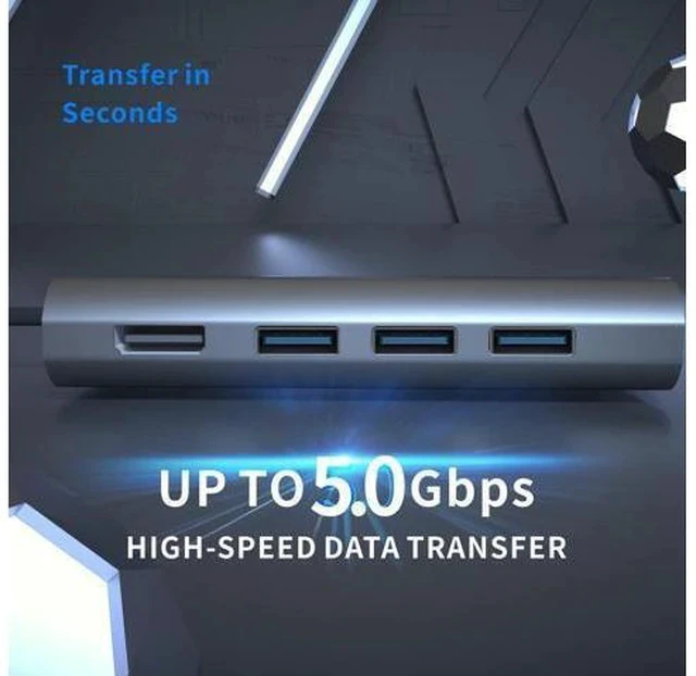 Alt view image 5 of 7 - USB C Hub Ethernet Multiport Adapter, LasAnclas 8-in-1 USB C Docking Station 4K HDMI, 100W PD, 3 USB 3.0, 1Gbps LAN USB C Dongle, SD/TF Reader USB C Dock for MacBook Air/Pro,iPad Pro 2021