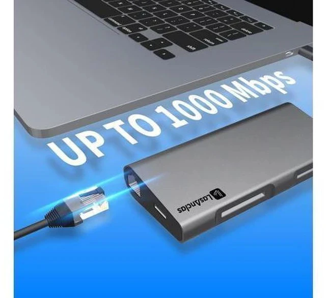Alt view image 4 of 7 - USB C Hub Ethernet Multiport Adapter, LasAnclas 8-in-1 USB C Docking Station 4K HDMI, 100W PD, 3 USB 3.0, 1Gbps LAN USB C Dongle, SD/TF Reader USB C Dock for MacBook Air/Pro,iPad Pro 2021