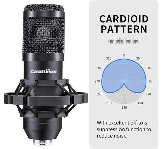 Alt view image 3 of 7 - Caattiilaa USB Microphone - PC Streaming Podcast Microphone, Recording Microphone, Gaming Microphone, 192KHZ/24Bit Condenser Mic, USB Mic Kit with Sound Chipset Boom