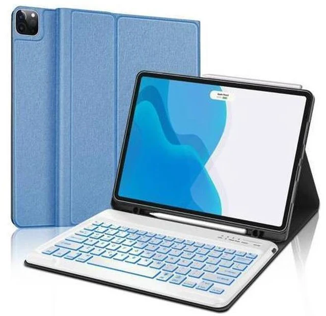 Main image of iPad Air 13 inch Case with Keyboard (M2, 2024), Keyboard Case for iPad 12.9" 6th 2022/5th 2021/4th 2020/3rd 2018, Detachable Bluetooth Keyboard, 7 Colors Backlit, Slim Folio Cover with Pen Holder Blue