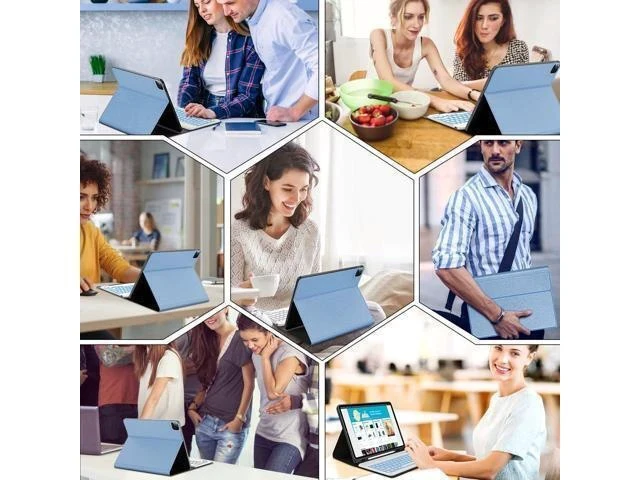 Alt view image 7 of 7 - iPad Air 13 inch Case with Keyboard (M2, 2024), Keyboard Case for iPad 12.9" 6th 2022/5th 2021/4th 2020/3rd 2018, Detachable Bluetooth Keyboard, 7 Colors Backlit, Slim Folio Cover with Pen Holder Blue