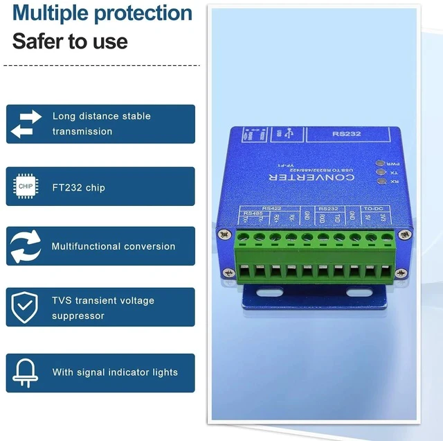 Alt view image 2 of 7 - USB to RS485 RS422 RS232 Triple-Function Serial Protocol Converter RS232 DB9 Male Connector Industrial Digital Isolated Converter Support Win9 8 7/XP/ista/Mac/Linux