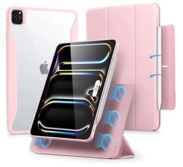 Main image of ESR for iPad Pro 11 Inch Case M4(2024, 5th Gen), iPad Pro 11 Case with Pencil Holder, Removable Magnetic Cover, Vertical Stand, Fully Supports Pencil Pro and Pencil(USB-C), Rebound 360 Series, Pink