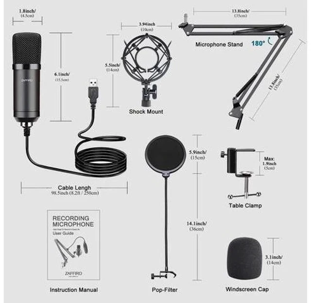 Alt view image 7 of 7 - USB Microphone Kit: Plug & Play USB Computer Mic Cardioid Podcast Condenser Microphone Kit, PC Streaming Mic are suitable for Youtube, Streaming, Recording Music, Live Streaming and Gaming