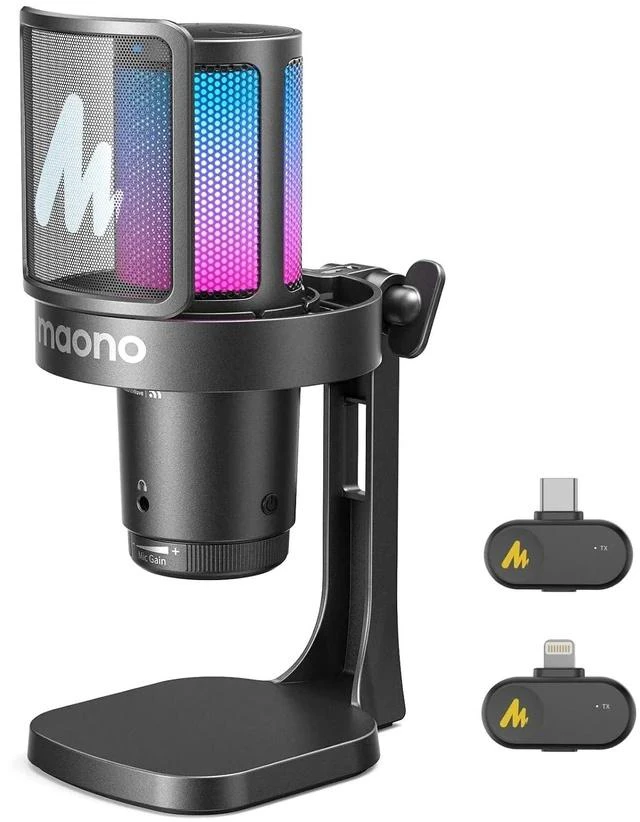 Main image of DGM20W Wireless Microphone, Noise Cancellation Condenser Mic for Gaming Streaming,with USB-C & Light