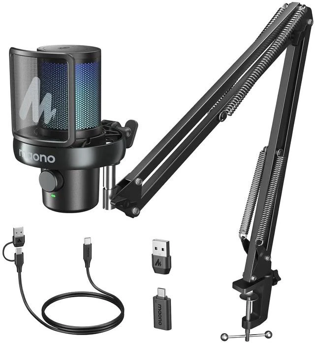 Main image of DM40 Wireless Microphone for PC, PS4, PS5,Laptop,AI Noise Reducing, AI Voice Changer RGB Condenser M