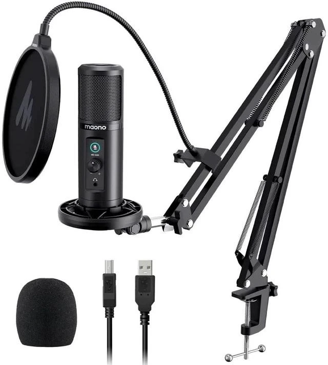 Main image of USB Microphone for PC, Professional Computer Condenser Mic with Mute, Mic Gain, Zero Latency Monitor