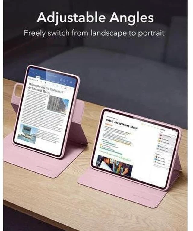Alt view image 5 of 7 - ESR for iPad Pro 11 Inch Case M4(2024, 5th Gen), iPad Pro 11 Case with Pencil Holder, Removable Magnetic Cover, Vertical Stand, Fully Supports Pencil Pro and Pencil(USB-C), Rebound 360 Series, Pink