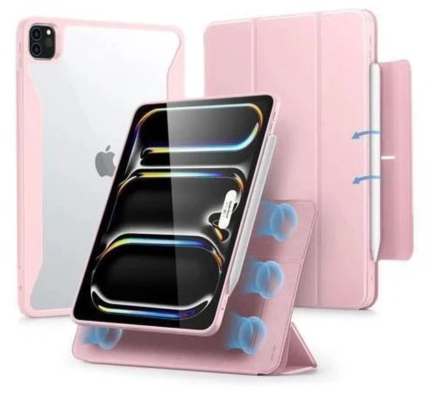Alt view image 6 of 7 - ESR for iPad Pro 11 Inch Case M4(2024, 5th Gen), iPad Pro 11 Case with Pencil Holder, Removable Magnetic Cover, Vertical Stand, Fully Supports Pencil Pro and Pencil(USB-C), Rebound 360 Series, Pink