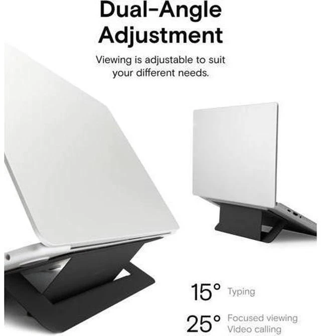 Alt view image 6 of 7 - Laptop Stand for Desk Adhesive Airflow Laptop Cooling Riser for Heat Dissipation with 2 Adjustable Viewing Angles Foldable & Portable Computer Stand Compatible with Laptops 11-16 Jet Black