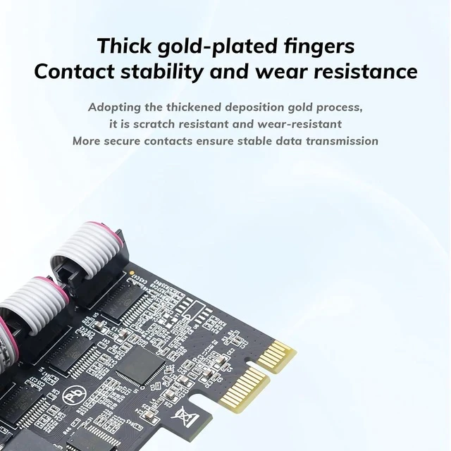 Alt view image 5 of 7 - PCI Express 4-Port Serial COM Expansion Card, PCIe to DB9 RS232 Serial Adapter Card with Low Profile Bracket, Industrial 9-pin Port COM Controller Card for Desktop PC