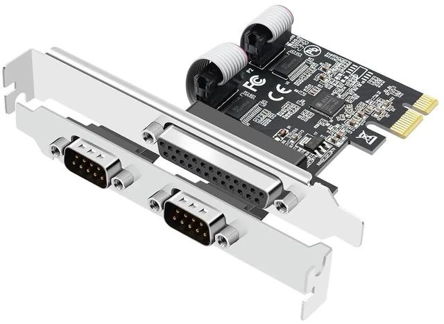 Main image of PCI Express DualSerial 1 Parallel Combo Card, PCIe to DB9 RS232 COM + DB25 LPT Printer Port Expansion Card with Low Profile Bracket, Industrial Controller Card for Desktop PC