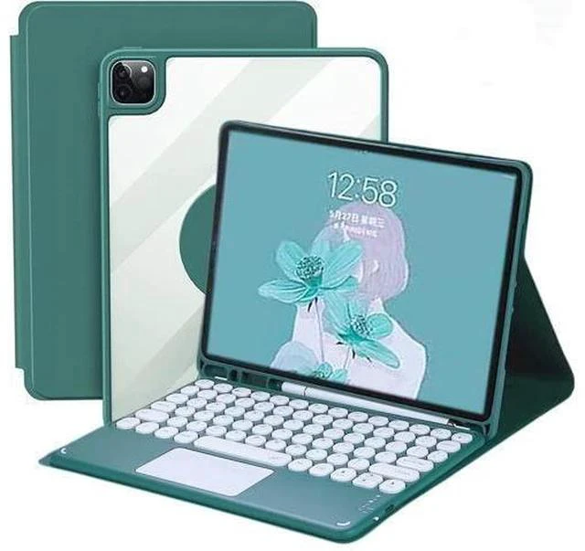 Main image of iPad 10th Generation Keyboard Case, iPad 10.9 Inch 2022 Case with Trackpad Keyboard, 3 in1 Magnetic Rotating Detachable Clear Cover with Pencil Holder and Touchpad Keyboard (Teal)