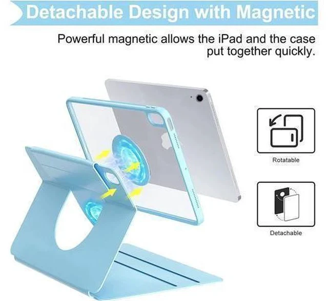Alt view image 2 of 7 - iPad 10th Generation Keyboard Case, iPad 10.9 Inch 2022 Case with Trackpad Keyboard, 3 in1 Magnetic Rotating Detachable Clear Cover with Pencil Holder and Touchpad Keyboard (Teal)