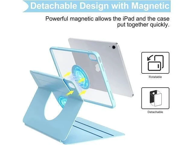 Alt view image 7 of 7 - iPad 10th Generation Keyboard Case, iPad 10.9 Inch 2022 Case with Trackpad Keyboard, 3 in1 Magnetic Rotating Detachable Clear Cover with Pencil Holder and Touchpad Keyboard (Teal)
