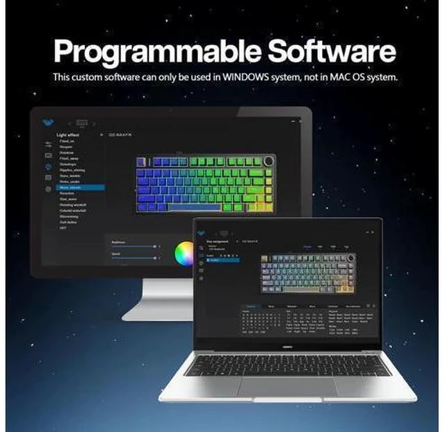 Alt view image 5 of 6 - F75 Gasket Mechanical Keyboard, 75% Wireless Hot Swappable Gaming Keyboard with Five-Layer Padding&Knob, Bluetooth/2.4GHz/USB-C, RGB (Light Blue, LEOBOG Reaper Switch)