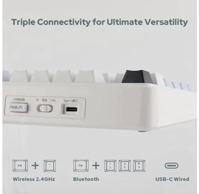 Alt view image 2 of 6 - F75 Gasket Mechanical Keyboard, 75% Wireless Hot Swappable Gaming Keyboard with Five-Layer Padding&Knob, Bluetooth/2.4GHz/USB-C, RGB (Light Blue, LEOBOG Reaper Switch)