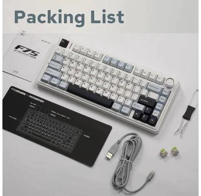 Alt view image 6 of 6 - F75 Gasket Mechanical Keyboard, 75% Wireless Hot Swappable Gaming Keyboard with Five-Layer Padding&Knob, Bluetooth/2.4GHz/USB-C, RGB (Light Blue, LEOBOG Reaper Switch)
