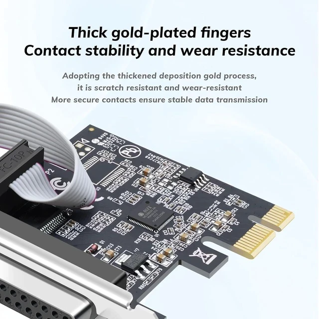 Alt view image 4 of 6 - PCI Express 1 Serial 1 Parallel Combo Card, PCIe to DB9 RS232 COM + DB25 LPT Printer Port Expansion Card with Low Profile Bracket, Industrial Controller Card for Desktop PC