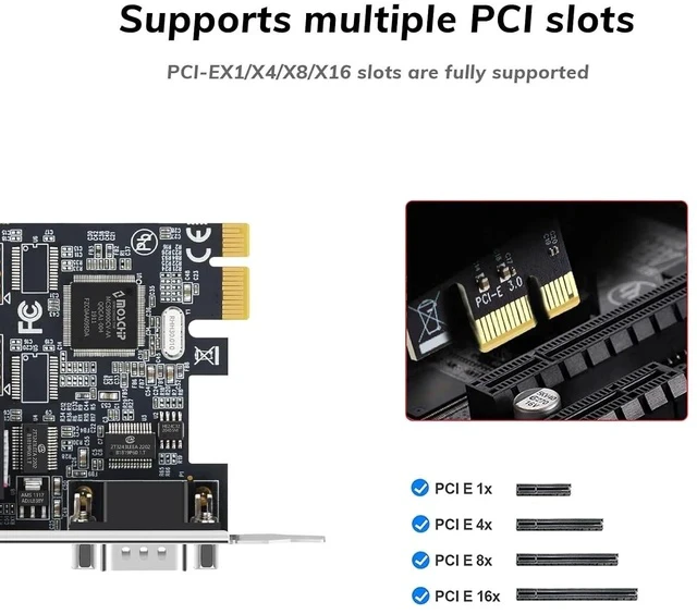 Alt view image 3 of 7 - 2-Port PCIe RS232 Serial Parallel Card - PCI Express to DB9 Expansion Card COM Port Adapter with AX9900 Chipset, Industrial Grade Gold-Plated Connector for Desktop PC