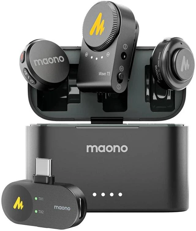Main image of Wave T5 Magnetic Wireless Lavalier Microphone for Content Creators | Mini Lapel Mic with AI Powered