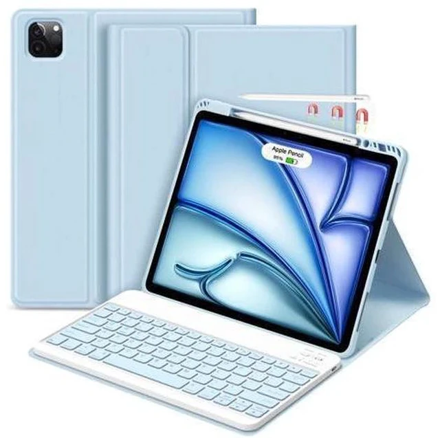 Main image of GOKOCO iPad Air 13 inch M2 2024 Case with Keyboard-Keyboard Case for iPad Pro 12.9 inch 6th/5th/4th/3rd Generation with Pencil Holder,Wireless Detachable Keyboard,Auto Sleep/Wake Function-Blue