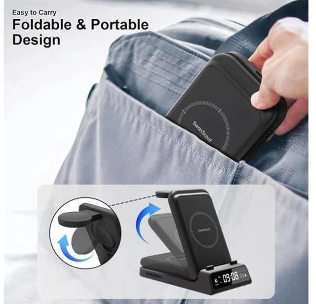 Alt view image 3 of 7 - Charging Station for S24 Ultra, Wireless Charger for Galaxy S24+/S24/S23 Ultra/S23/S22/Note 20, Galaxy Watch 6/6 Classic/5/5 Pro/4, Galaxy Buds 2 Pro/Pro (for Travel)