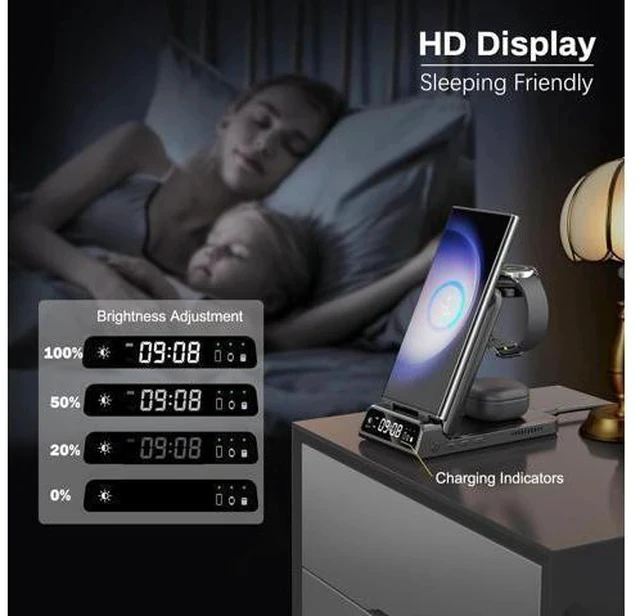 Alt view image 5 of 7 - Charging Station for S24 Ultra, Wireless Charger for Galaxy S24+/S24/S23 Ultra/S23/S22/Note 20, Galaxy Watch 6/6 Classic/5/5 Pro/4, Galaxy Buds 2 Pro/Pro (for Travel)