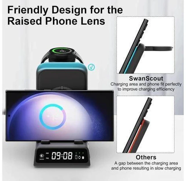 Alt view image 6 of 7 - Charging Station for S24 Ultra, Wireless Charger for Galaxy S24+/S24/S23 Ultra/S23/S22/Note 20, Galaxy Watch 6/6 Classic/5/5 Pro/4, Galaxy Buds 2 Pro/Pro (for Travel)