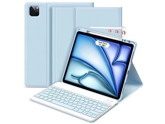 Alt view image 6 of 7 - GOKOCO iPad Air 13 inch M2 2024 Case with Keyboard-Keyboard Case for iPad Pro 12.9 inch 6th/5th/4th/3rd Generation with Pencil Holder,Wireless Detachable Keyboard,Auto Sleep/Wake Function-Blue
