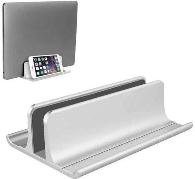 Main image of 3-in-1 Aluminum Laptop Stand Vertical Laptop Stand Holder for Desk with Adjustable Dock Space-Saving Organizer for All MacBook Surface HP up to 17.3 inch