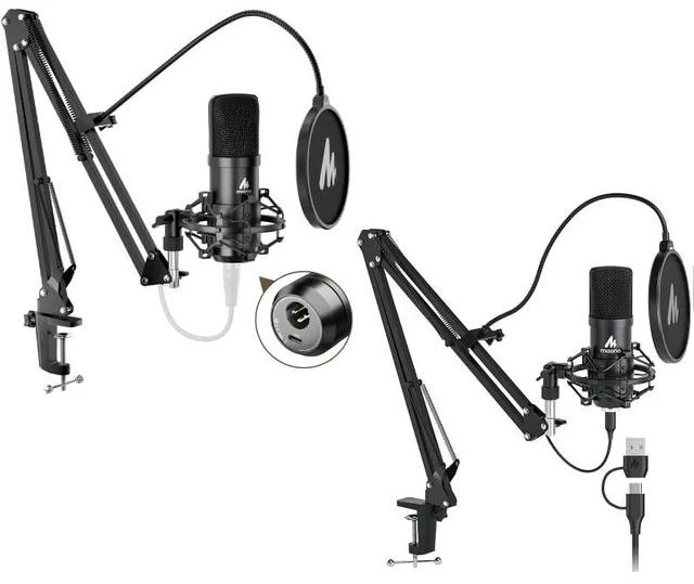 Main image of Microphone Set: PC Computer Podcast Cardioid Metal Mic Kit with Software for Recording, Studio, Sing