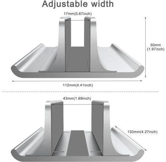 Alt view image 3 of 7 - 3-in-1 Aluminum Laptop Stand Vertical Laptop Stand Holder for Desk with Adjustable Dock Space-Saving Organizer for All MacBook Surface HP up to 17.3 inch