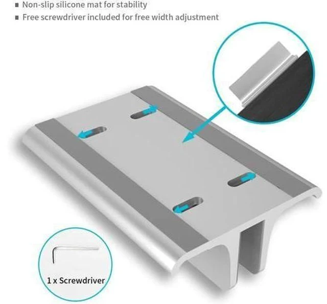 Alt view image 6 of 7 - 3-in-1 Aluminum Laptop Stand Vertical Laptop Stand Holder for Desk with Adjustable Dock Space-Saving Organizer for All MacBook Surface HP up to 17.3 inch