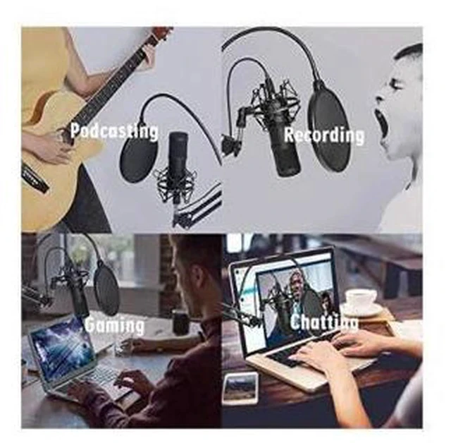Alt view image 6 of 7 - USB Streaming Podcast PC Microphone professional 192KHZ24Bit Studio Cardioid Condenser Mic Kit with sound card Boom Arm Shock Mount Pop Filter for Skype YouTuber Karaoke Gaming Recording