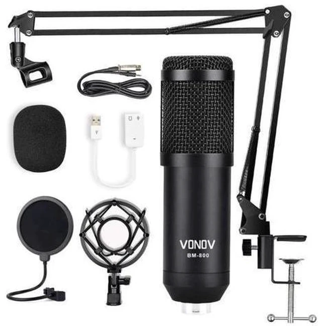 Alt view image 7 of 7 - USB Streaming Podcast PC Microphone professional 192KHZ24Bit Studio Cardioid Condenser Mic Kit with sound card Boom Arm Shock Mount Pop Filter for Skype YouTuber Karaoke Gaming Recording