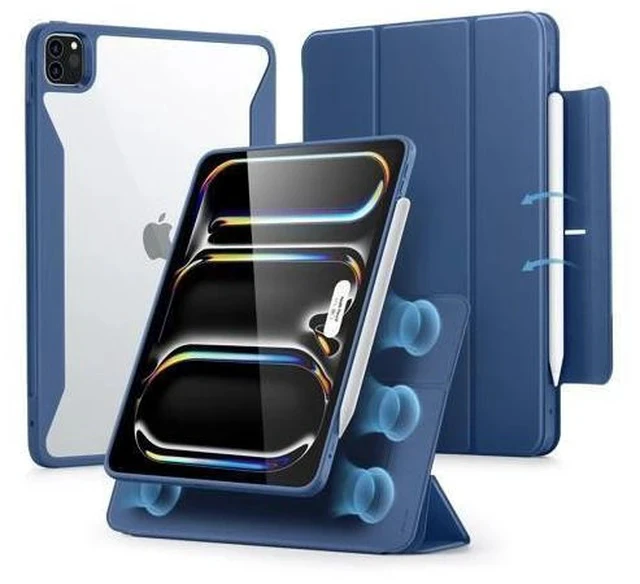 Alt view image 6 of 7 - ESR for iPad Pro 11 Inch Case M4(2024), iPad Pro 11 Case with Pencil Holder, Removable Magnetic Cover, Vertical Stand, Fully Supports Pencil Pro and Pencil(USB-C), Rebound 360 Series, Dark Blue