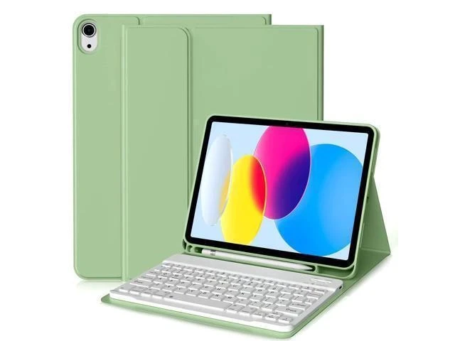 Alt view image 6 of 7 - aoub for iPad 10th Generation Case with Keyboard 10.9 inch 2022, Detachable Bluetooth Keyboard, Smart Stand Folio Keyboard Cover with Pencil Holder for iPad 10th Gen, Light Green
