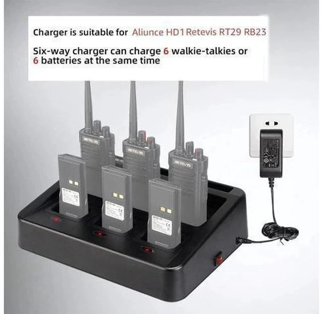 Alt view image 7 of 7 - Retevis RT29 Ailunce HD1 Walkie Talkie Six-Way Charger, Practical Multi Charger Compatible with Retevis RT29 RB23 Ailunce HD1 Two Way Radio (1 Pack)