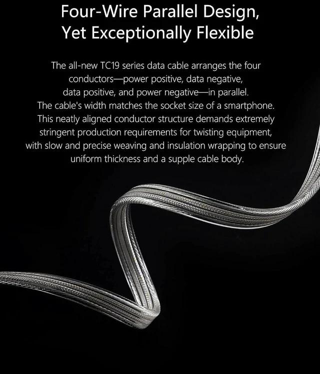 Alt view image 4 of 7 - TC19CC USB C Cable Digital Signal OTG Cable Pure Silver USB-C to USB-C DAC Cable, Four-Wire Parallel Design, 25cm
