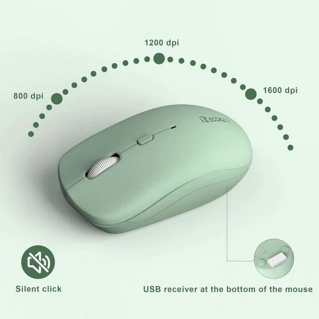 Alt view image 6 of 7 - Wireless Keyboard and Mouse Combo, 2.4G Full Size Silent Keyboard with Fn Multimedia Keys for Office and Home, 3-Level DPI Adjustable Quiet Mouse for Windows,Mac OS Desktop/Laptop/PC(Avocado Green)