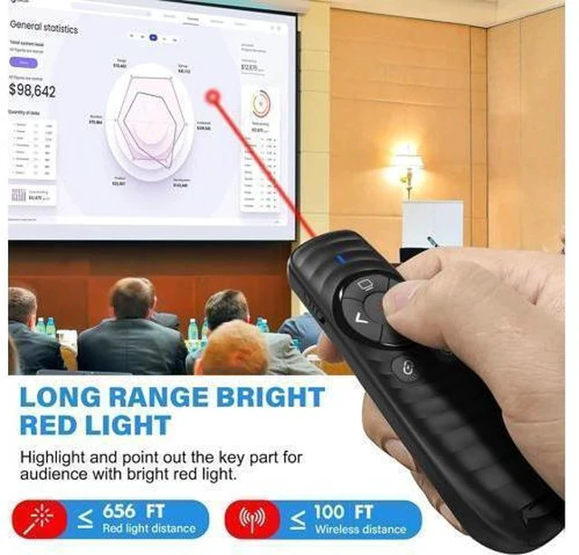 Alt view image 4 of 7 - Presentation Clicker Wireless Presenter Remote Clicker for 2-in-1 USB Type C Powerpoint Clicker with Pointer RF 2.4GHz USB C Presentation Pointer PPT Slide Advancer for Mac/Google Slide/Keynote