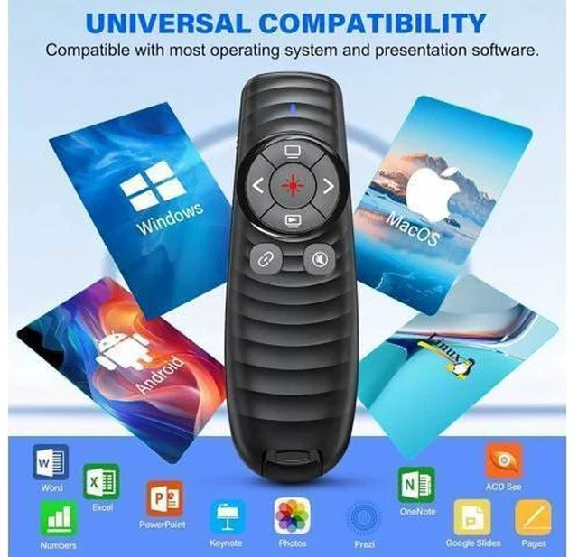 Alt view image 5 of 7 - Presentation Clicker Wireless Presenter Remote Clicker for 2-in-1 USB Type C Powerpoint Clicker with Pointer RF 2.4GHz USB C Presentation Pointer PPT Slide Advancer for Mac/Google Slide/Keynote