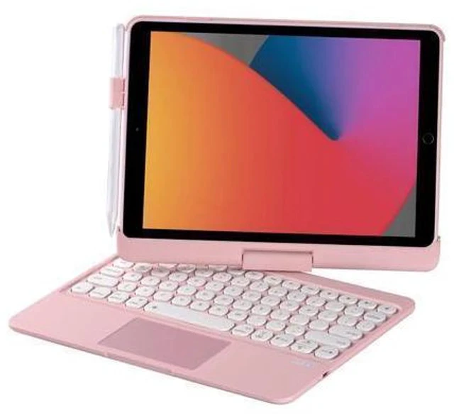 Alt view image 2 of 7 - INI iPad Keyboard Case for iPad 2018 (6th Gen) - iPad 2017 (5th Gen) - iPad Pro 9.7 - Air 2&1-360 Rotatable - Wireless/BT - Backlit 7 Colors - iPad Case with Keyboard for iPad OS (9.7, Pink)