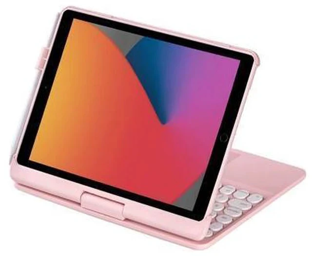 Alt view image 4 of 7 - INI iPad Keyboard Case for iPad 2018 (6th Gen) - iPad 2017 (5th Gen) - iPad Pro 9.7 - Air 2&1-360 Rotatable - Wireless/BT - Backlit 7 Colors - iPad Case with Keyboard for iPad OS (9.7, Pink)