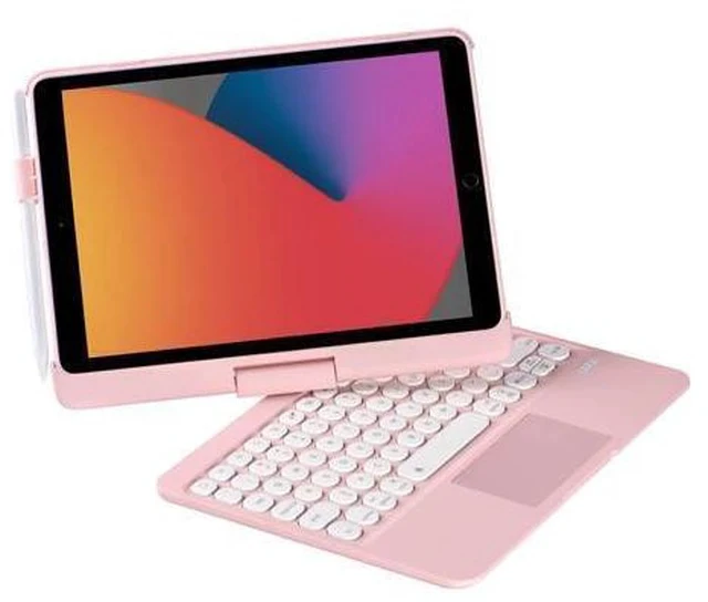 Alt view image 3 of 7 - INI iPad Keyboard Case for iPad 2018 (6th Gen) - iPad 2017 (5th Gen) - iPad Pro 9.7 - Air 2&1-360 Rotatable - Wireless/BT - Backlit 7 Colors - iPad Case with Keyboard for iPad OS (9.7, Pink)